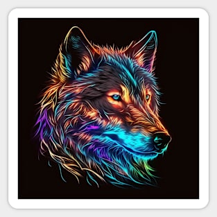 Wolf Neon Art 1 Sticker